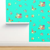 Small Print Vintage Floral // Turquoise 