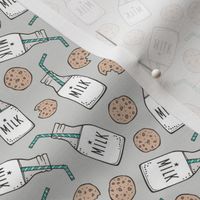 Milk and Cookies on Light Grey Smaller Tiny