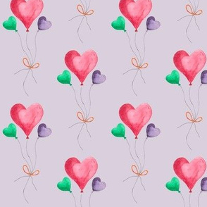Watercolour Heart Balloons Lilac