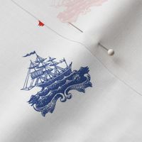 Ships Upon Sea ~ Richelieu Red and  Willow Ware Blue and White 