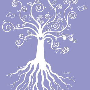 Tree of Life - white on blue