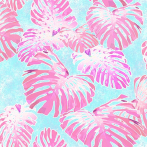 Monstera Jungle Pink on Sky Jumbo 150