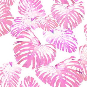 Monstera Jungle Pink on White Jumbo 150