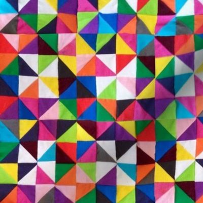 Colorful Cheater Triangle Squares Quilt Print  