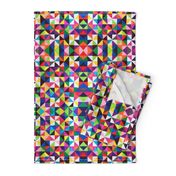 Colorful Cheater Triangle Squares Quilt Print  