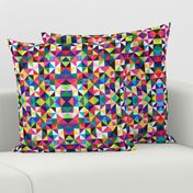 Colorful Cheater Triangle Squares Quilt Print  