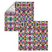 Colorful Cheater Triangle Squares Quilt Print  