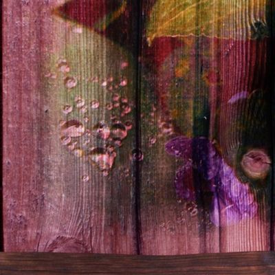 VIOLETS ON WOODEN PLANKS A 4 IN 1 