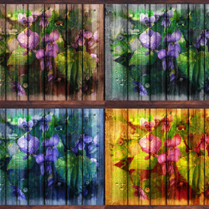 VIOLETS ON WOODEN PLANKS B 4 IN 1 