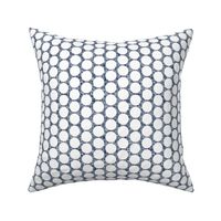 White 1" polka dots on navy + white linen weave by Su_G_©SuSchaefer