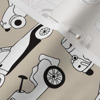 Cool vintage classics cars trendy scandinavian style design retro print for boys and girl gender neutral beige