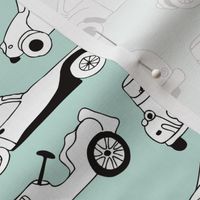 Cool vintage classics cars trendy scandinavian style design retro print for boys and girl mint