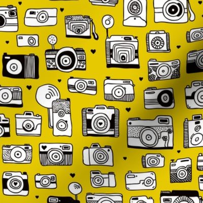 Vintage camera memories cool retro toy camera photagraphy design gender neutral ochre yellow