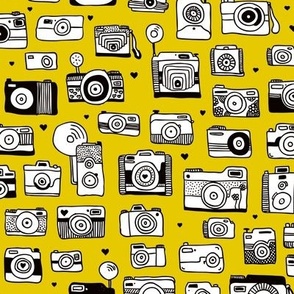 Vintage camera memories cool retro toy camera photagraphy design gender neutral ochre yellow