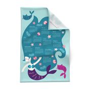 mermaids tea towel calendar 2024