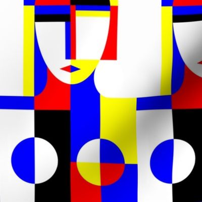 mondrian abstract mondrian picasso inspired woman lady girl geometrical rectangles circles triangles cubist cubism