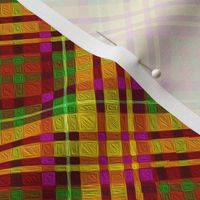Large - Colorful Summer Plaid on the Diagonal in Green - Orange - Red - Yellow - Pink