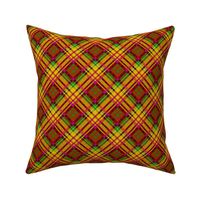 Large - Colorful Summer Plaid on the Diagonal in Green - Orange - Red - Yellow - Pink