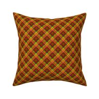 Medium -  Colorful Summer Plaid on the Diagonal in Green - Orange - Red - Yellow - Pink
