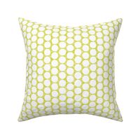 White polka dots on acid yellow linen weave by Su_G_©SuSchaefer 