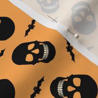 Halloween Skulls and Bats Orange