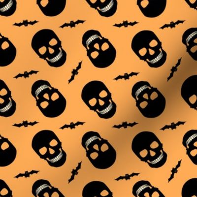 Halloween Skulls and Bats Orange