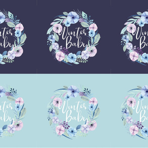 6 Loveys - Winter Baby - Floral wreath - Blue - Light minty teal