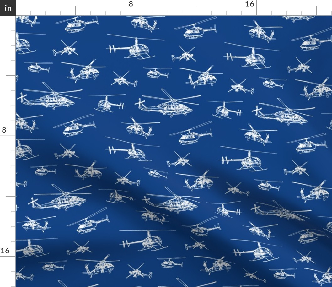 Helicopters on Blue // Small