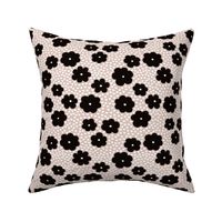 Cool scandinavian style abstract flowers dots and spots brush memphis garden summer beige black and white