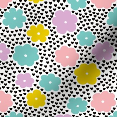 Cool scandinavian style abstract flowers dots and spots brush memphis garden summer colorful pink lilac mint