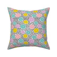 Cool scandinavian style abstract flowers dots and spots brush memphis garden summer colorful pink lilac mint