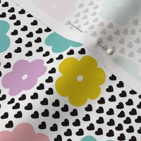 Cool scandinavian style abstract flowers dots and spots brush memphis garden summer colorful pink lilac mint