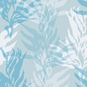 Seaweed on Soft Blues, Grays & Whites