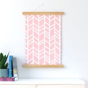 Crazy herringbone - white on pink