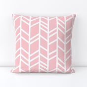 Crazy herringbone - white on pink