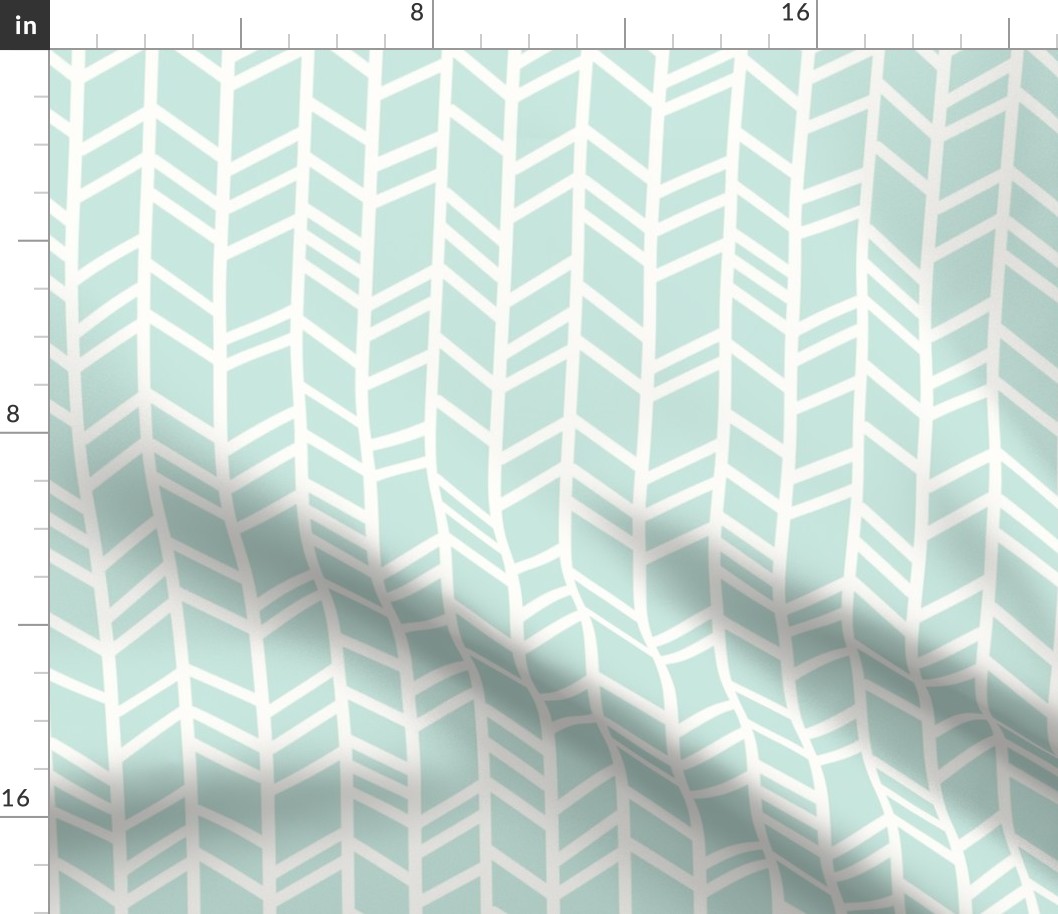 Crazy Herringbone - mint/ivory