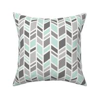 crazy herringbone - mint,grey, ivory