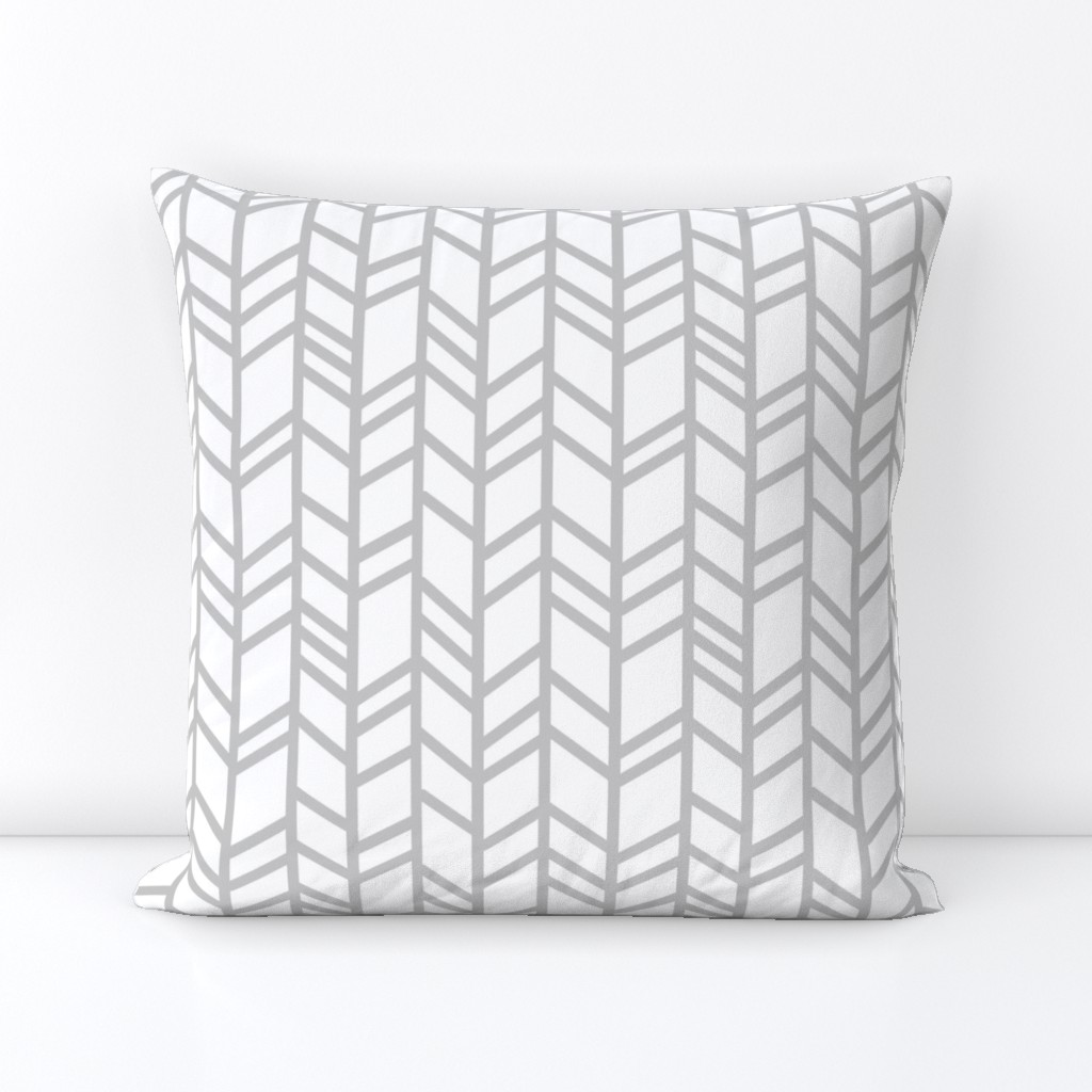 Crazy herringbone - light grey on white