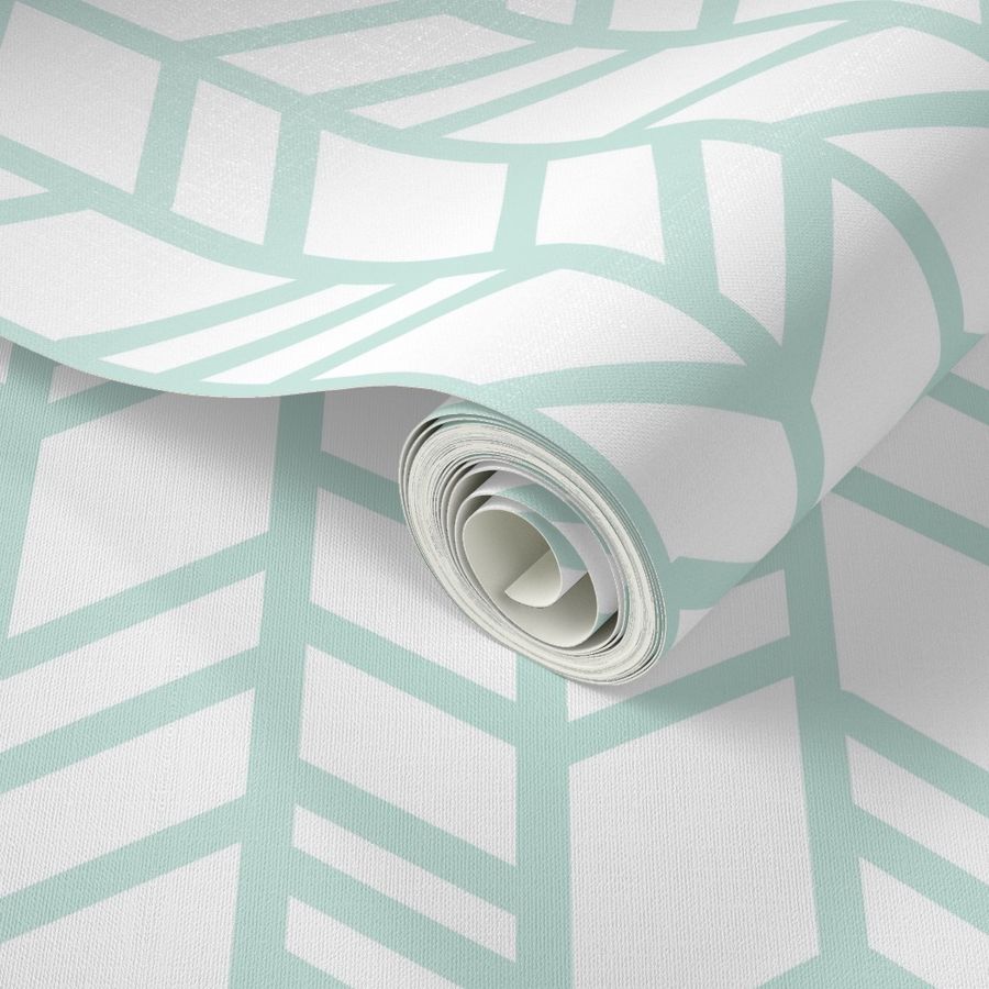 Crazy herringbone - mint on white