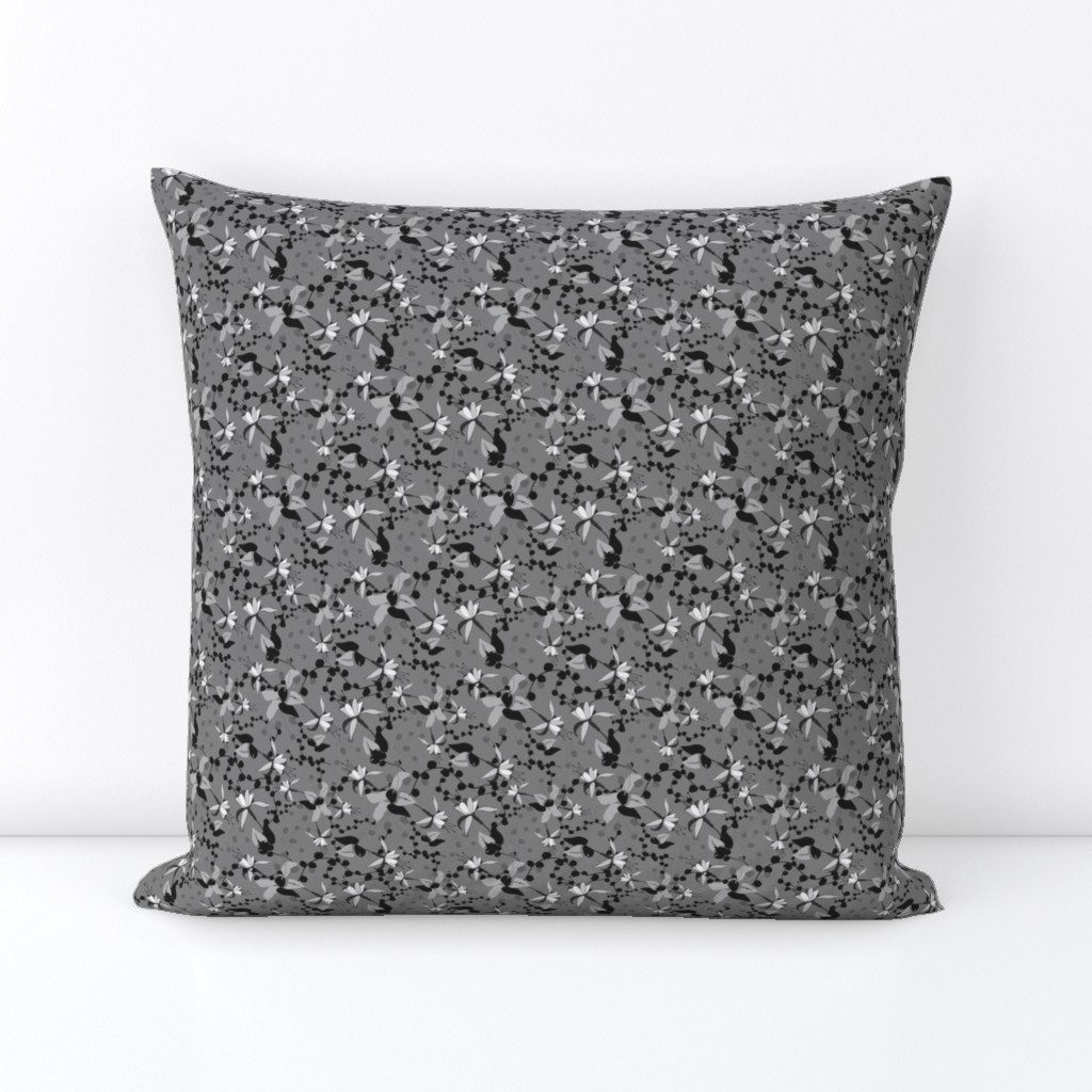 Monochrome Art Deco || Bold Black White Gray Grey Fuschia Flower Floral _Miss Chiff Designs