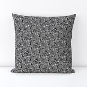 Monochrome Art Deco || Bold Black White Gray Grey Fuschia Flower Floral _Miss Chiff Designs