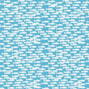 Light Gray Fish School on Blue