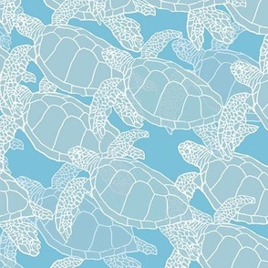 Sea Turtles in Migration (Blue Tones)