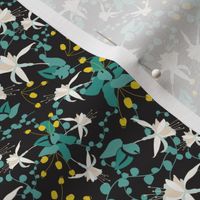 Cream Teal and Yellow Floral on Black_Miss chiff Designs