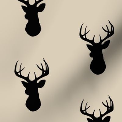 Deer - black/tan - Buck - Stag Head Silhouette 