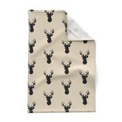 Deer - black/tan - Buck - Stag Head Silhouette 