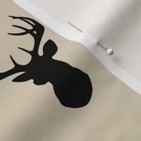 Deer - black/tan - Buck - Stag Head Silhouette 