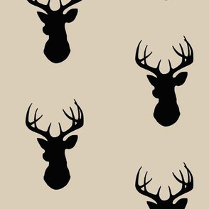 Deer - black/tan - Buck - Stag Head Silhouette 