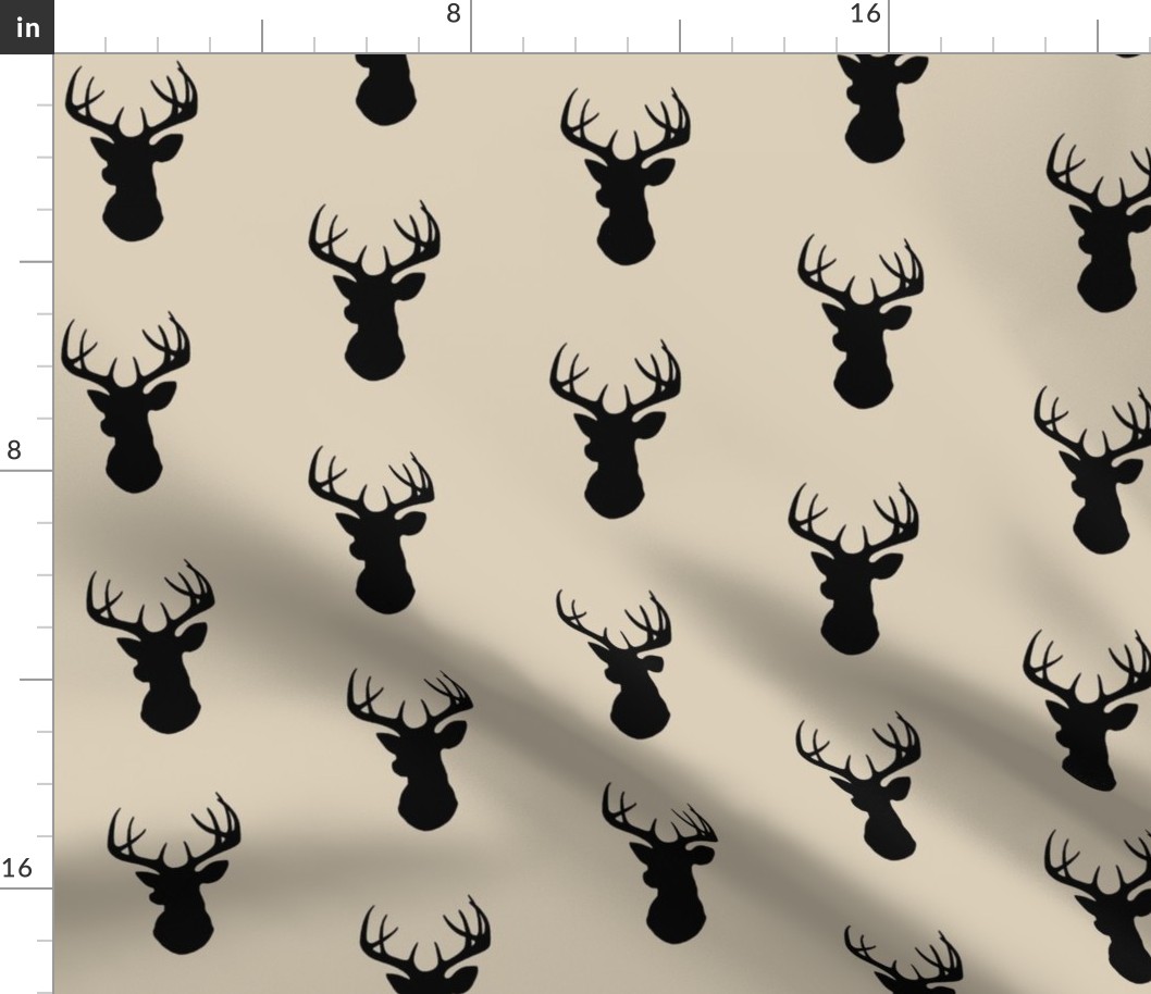 Deer - black/tan - Buck - Stag Head Silhouette 