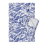 Indigo White Batik Leaves Medium 13.5in